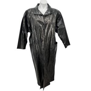 Kenn Sporn Wippette Rain Jacket VTG Women M Black Snakeskin Matrix Deadstock